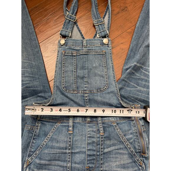 Madewell Skinny Overalls Raw Hem Denim Overalls Medium Blue Wash Size XS H5926 - Picture 9 of 11